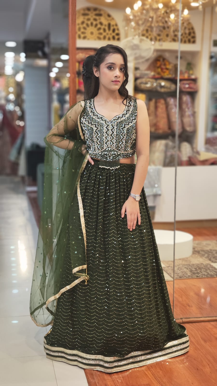 Dazzling Green Sequence Lehenga