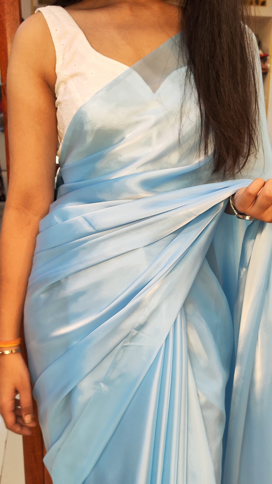 Ice Blue Organza Soft Saree