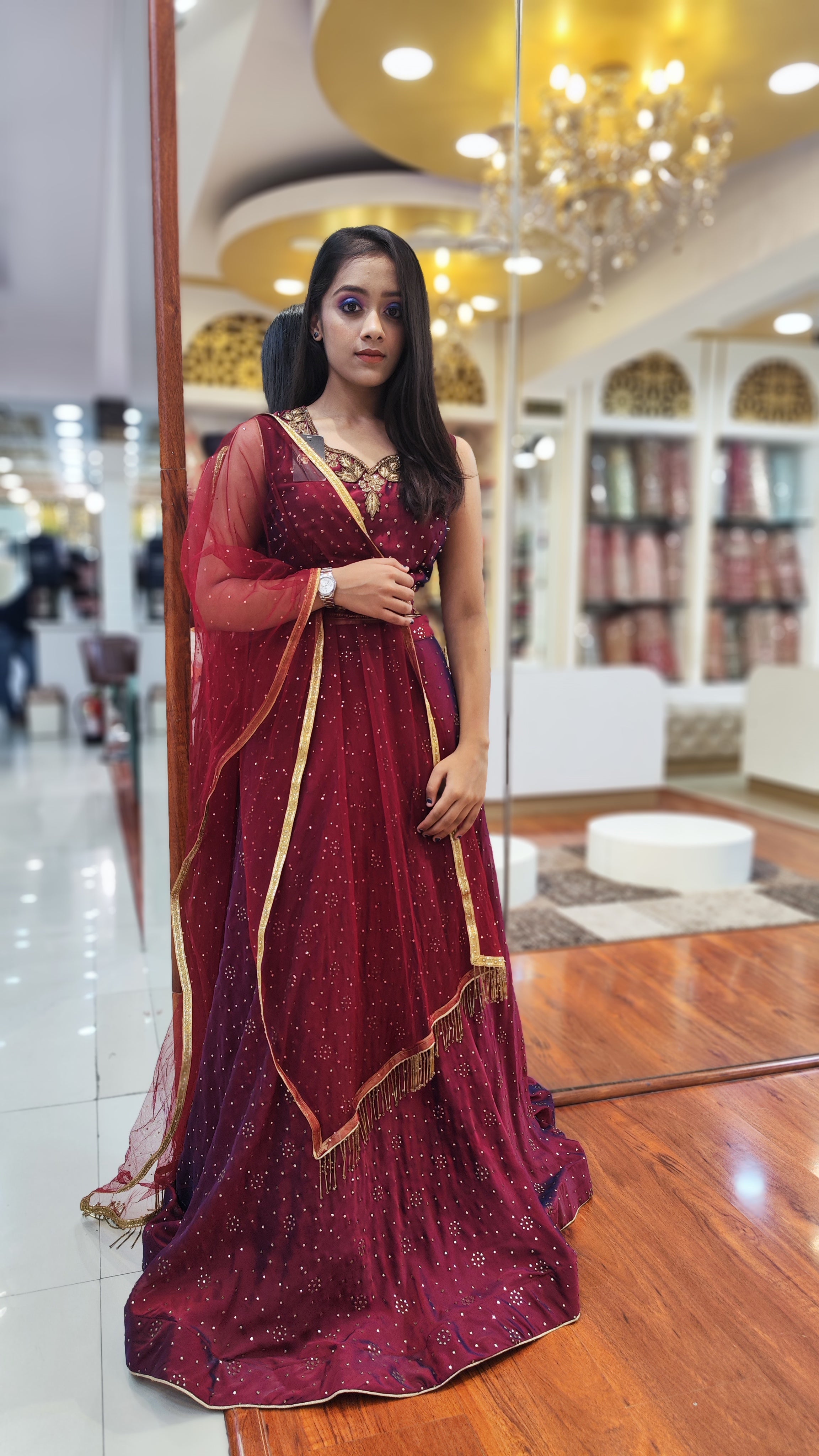 Maroon Colour Lehenga ( Crop Top)