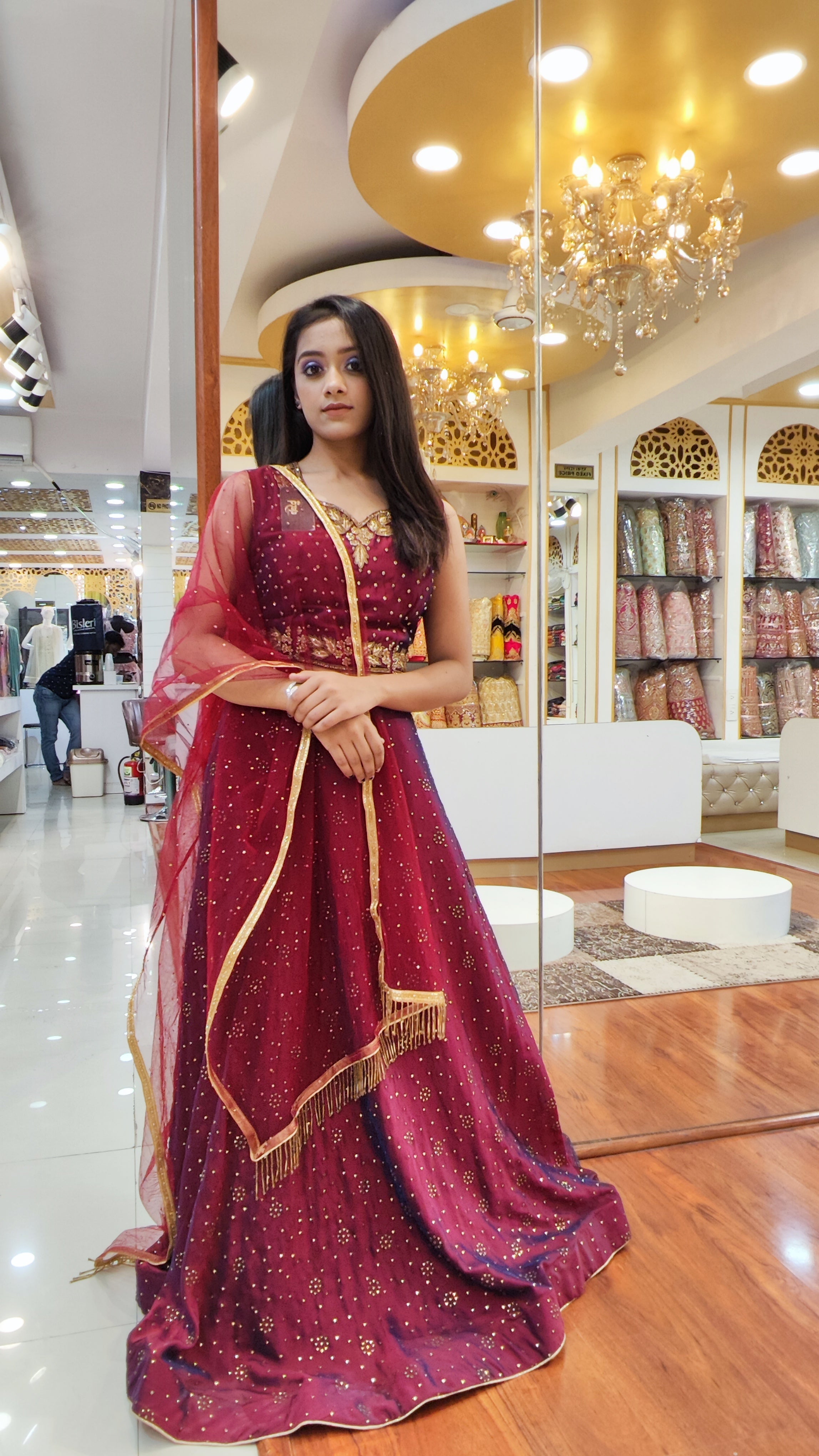 Maroon Colour Lehenga ( Crop Top)