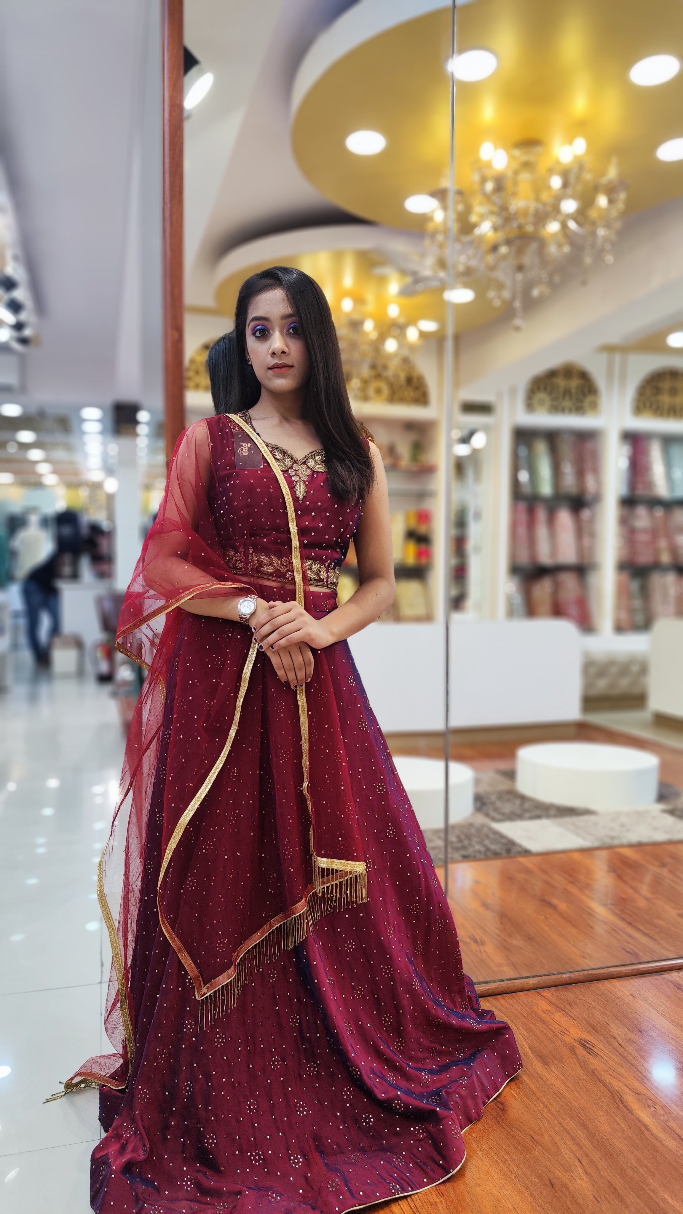 Maroon Colour Lehenga ( Crop Top)