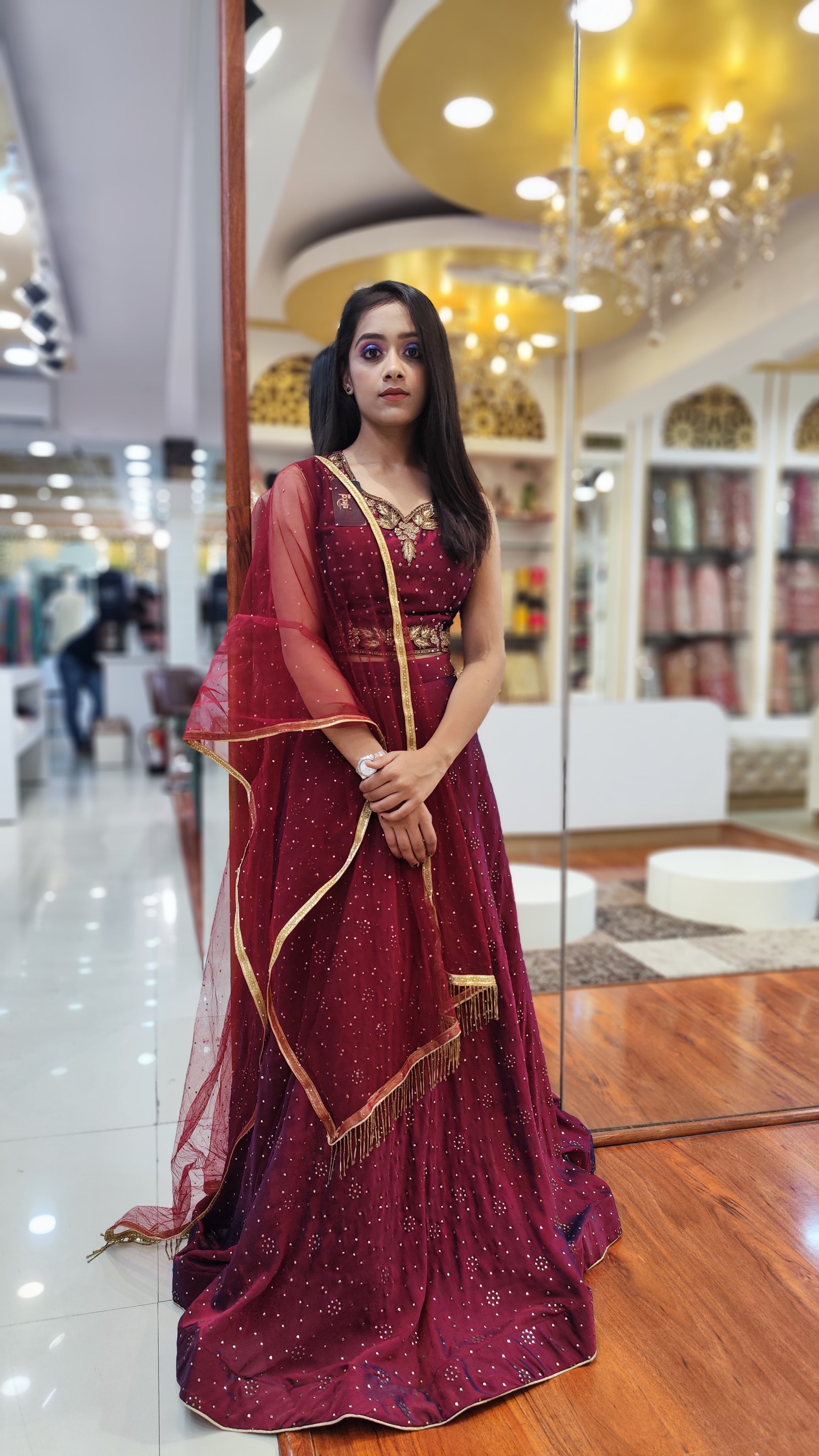 Maroon Colour Lehenga ( Crop Top)