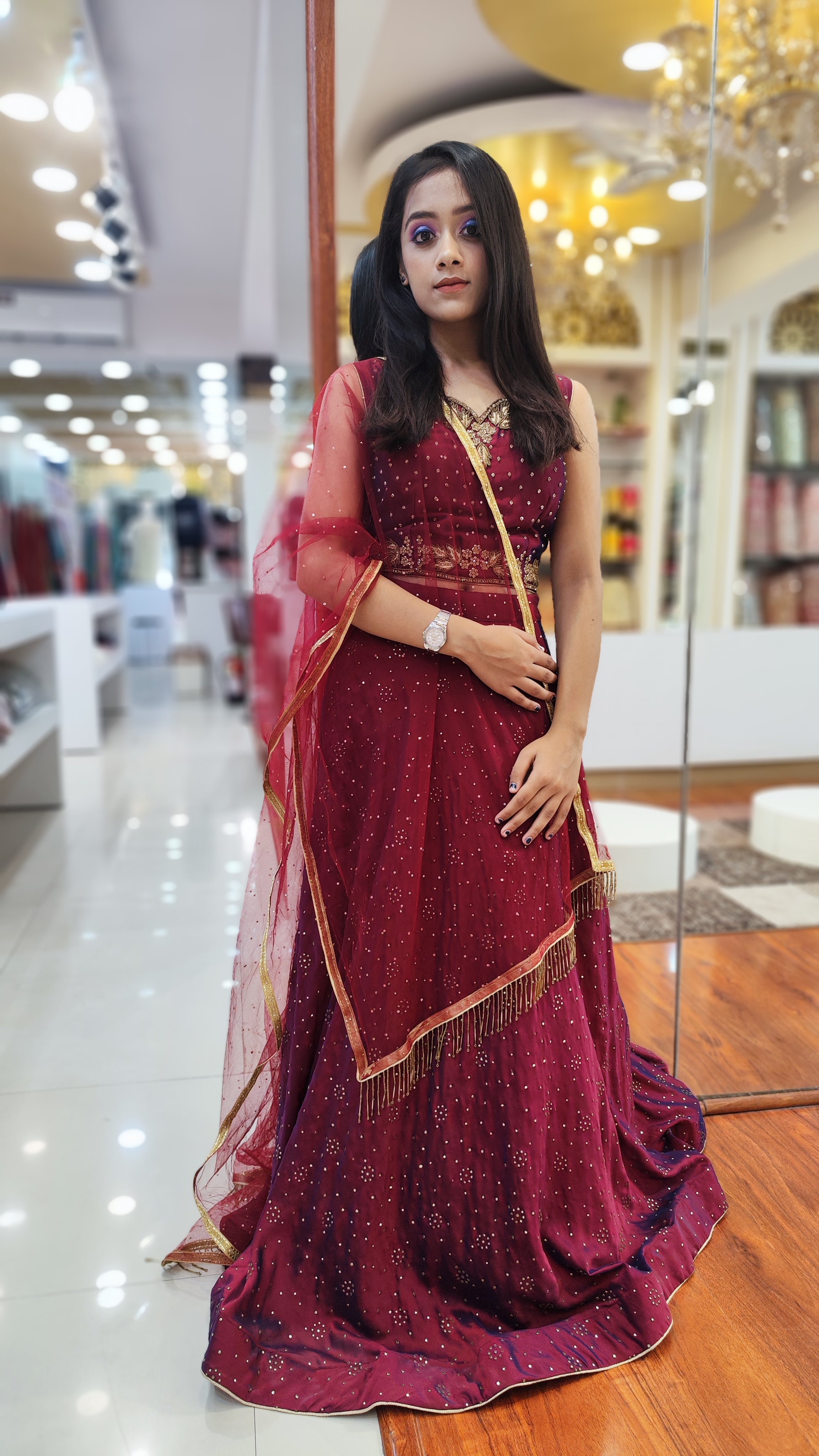 Maroon Colour Lehenga ( Crop Top)