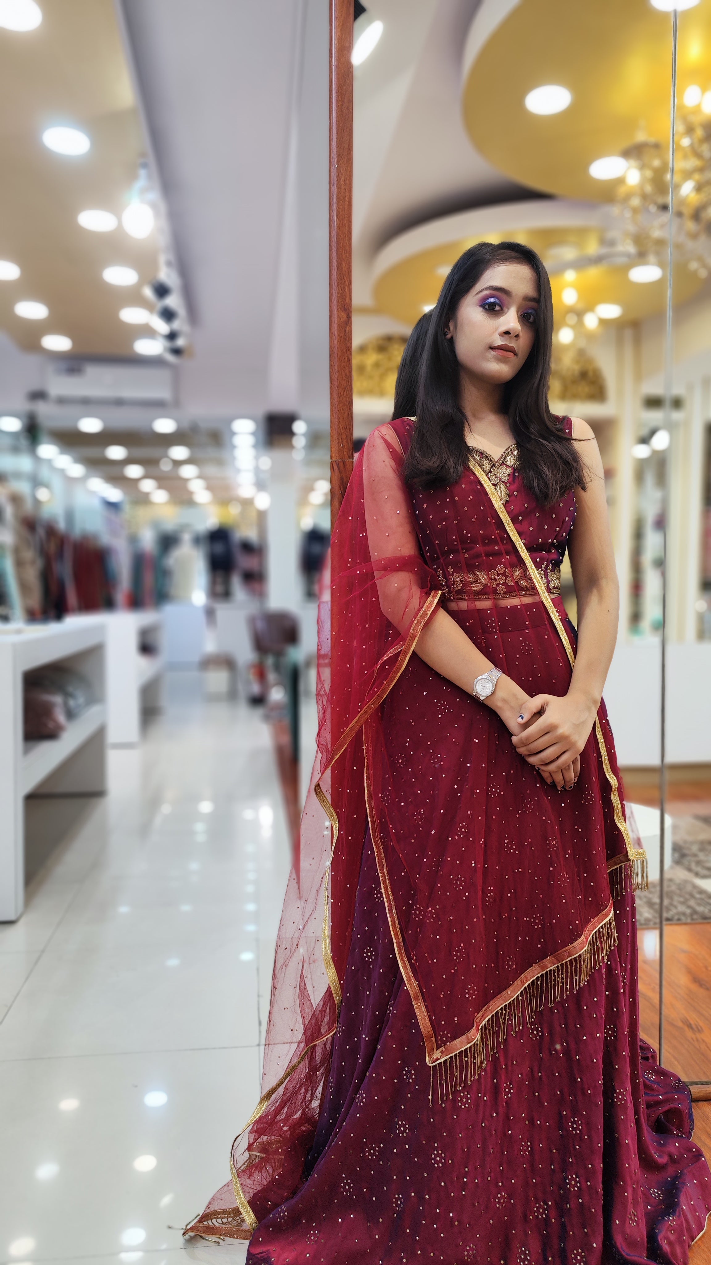 Maroon Colour Lehenga ( Crop Top)