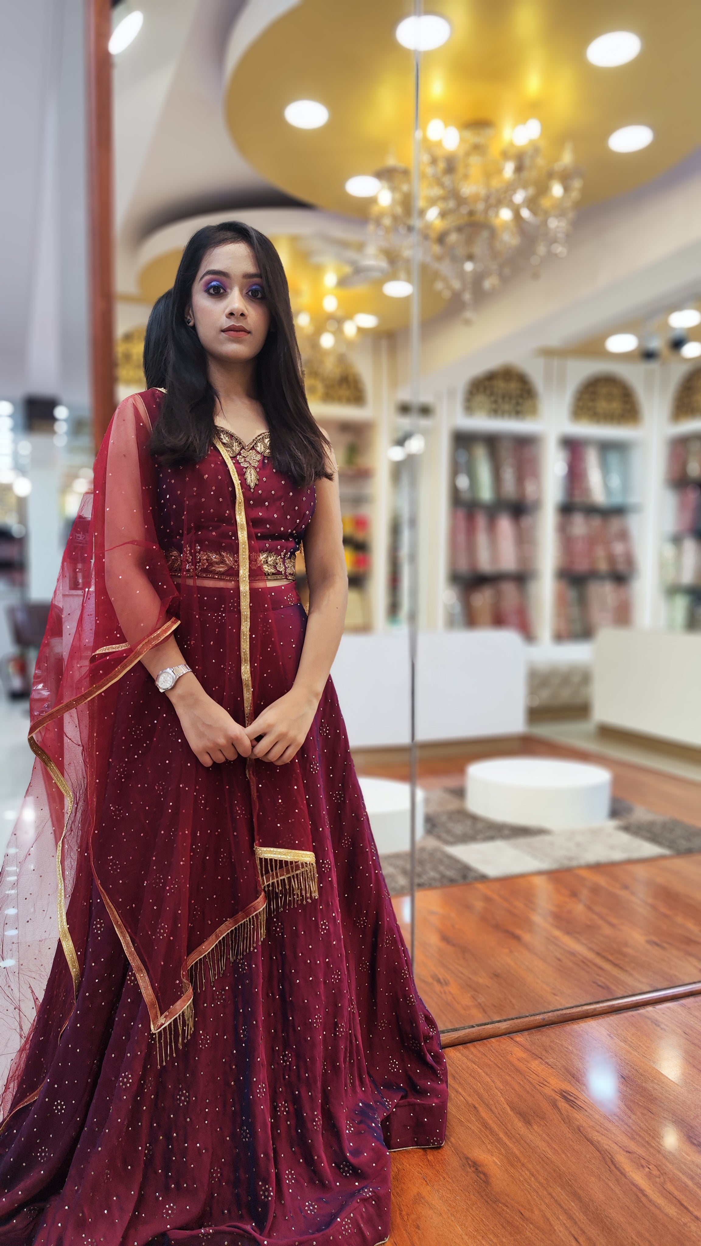 Maroon Colour Lehenga ( Crop Top)