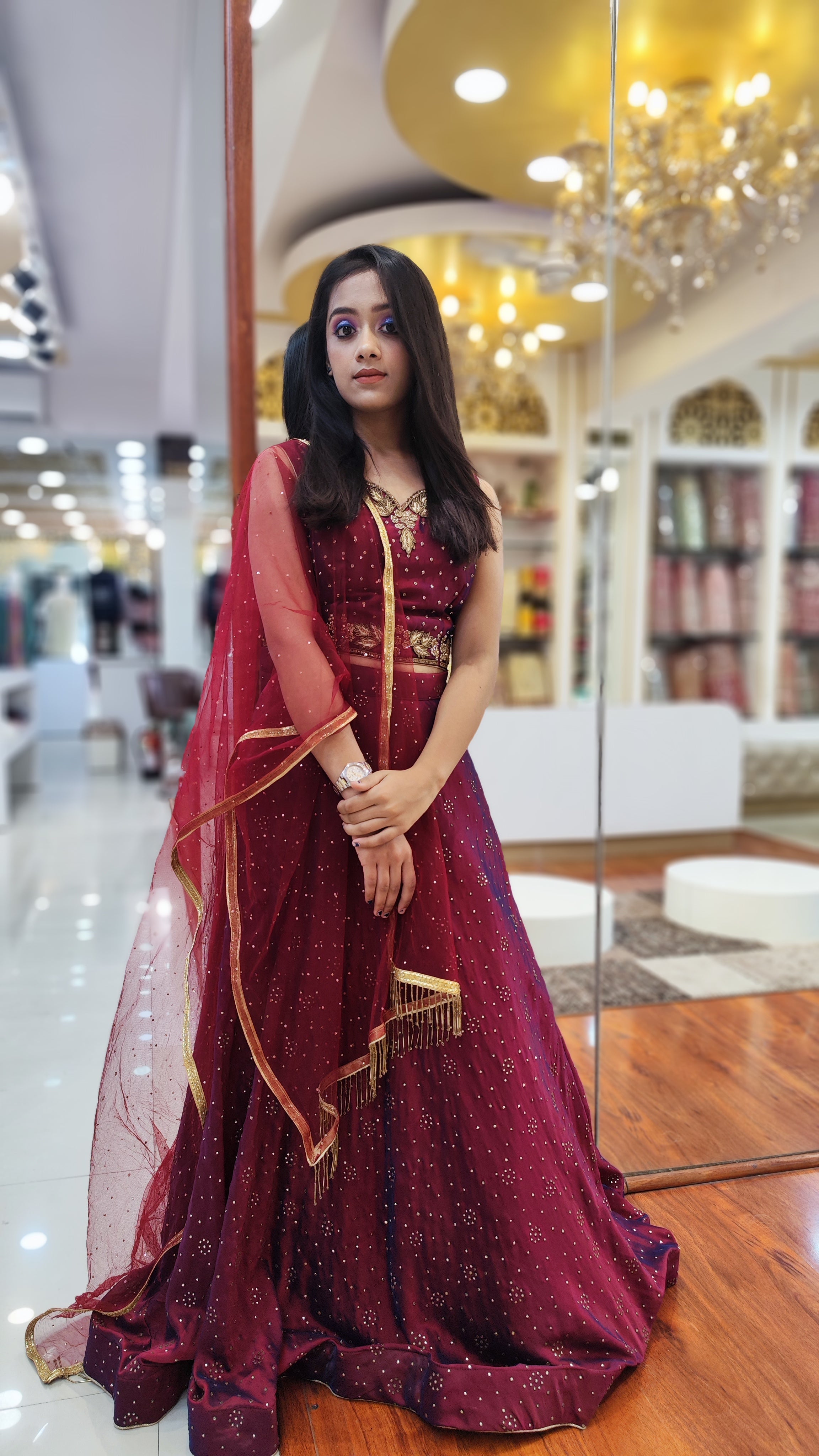 Maroon Colour Lehenga ( Crop Top)