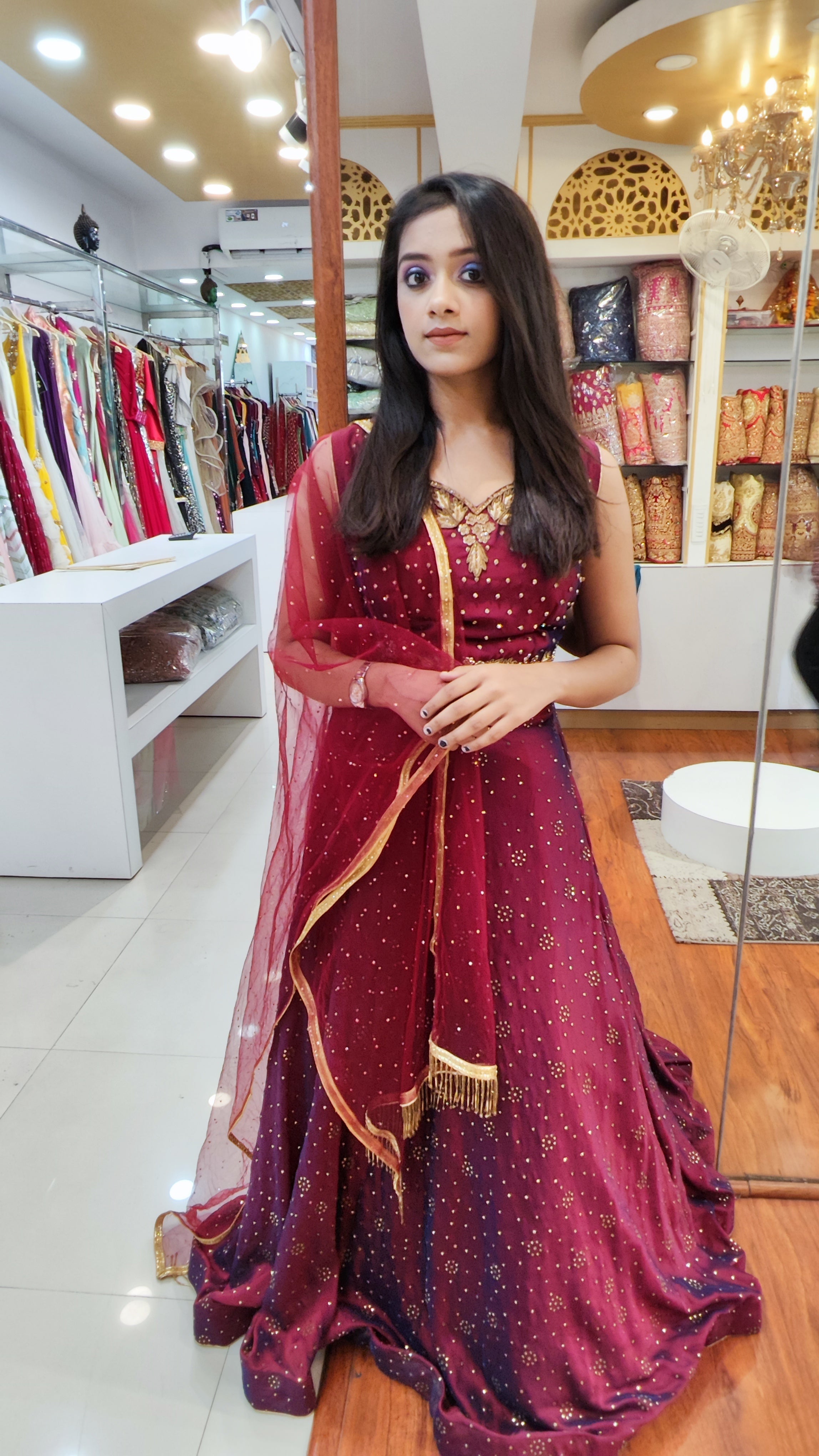 Maroon Colour Lehenga ( Crop Top)