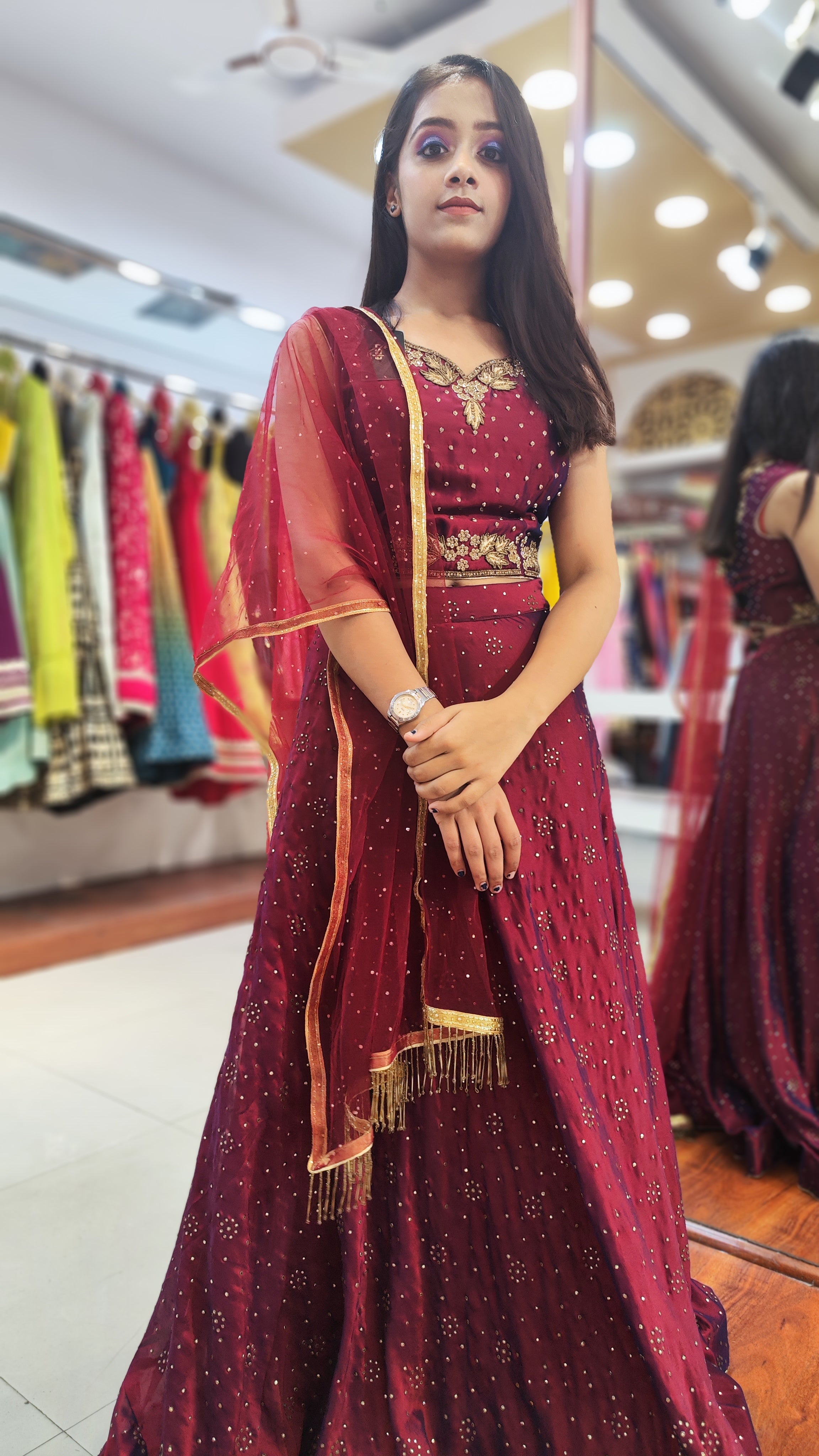 Maroon Colour Lehenga ( Crop Top)