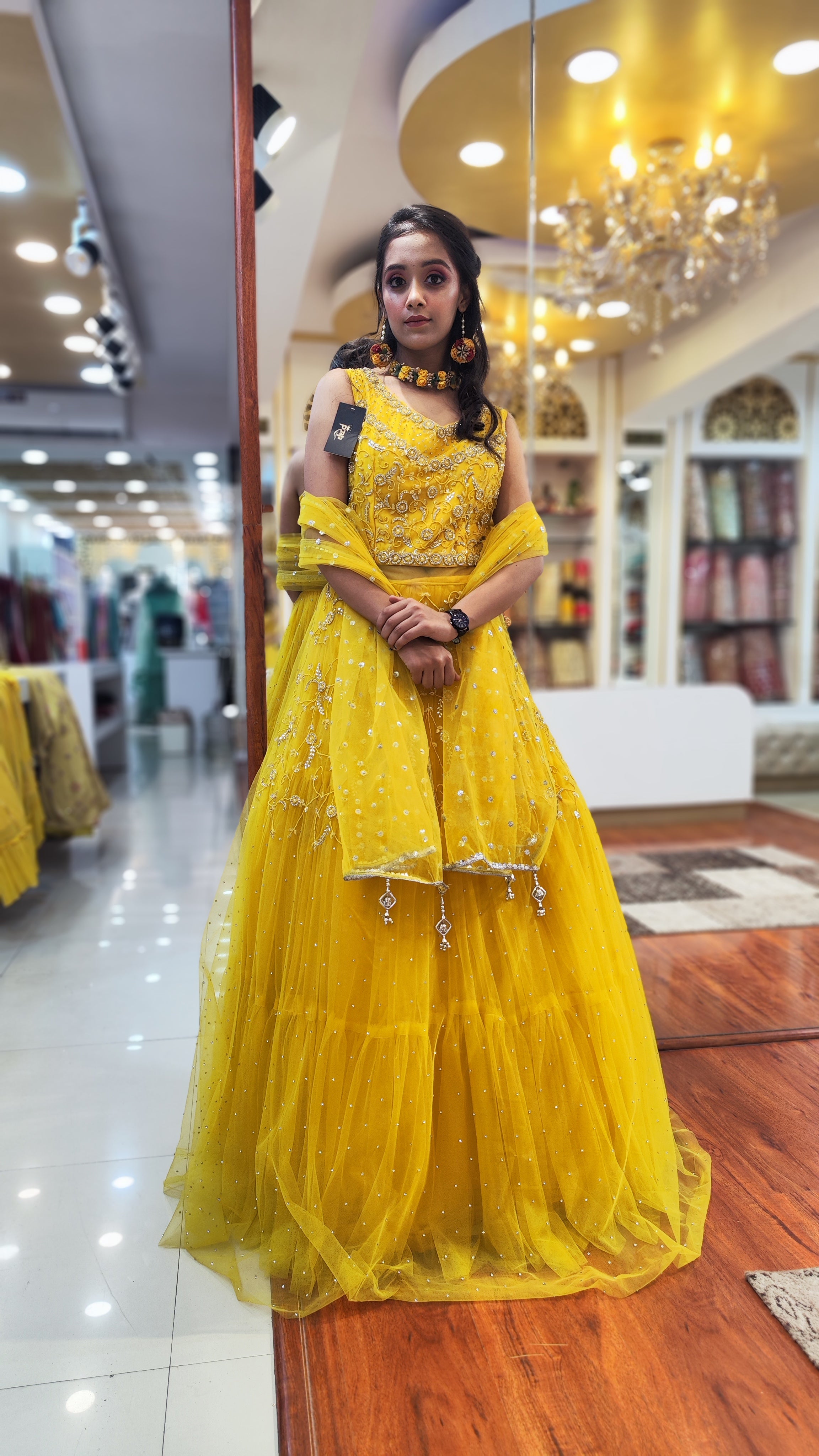 Bright Haldi Yellow Western Gown