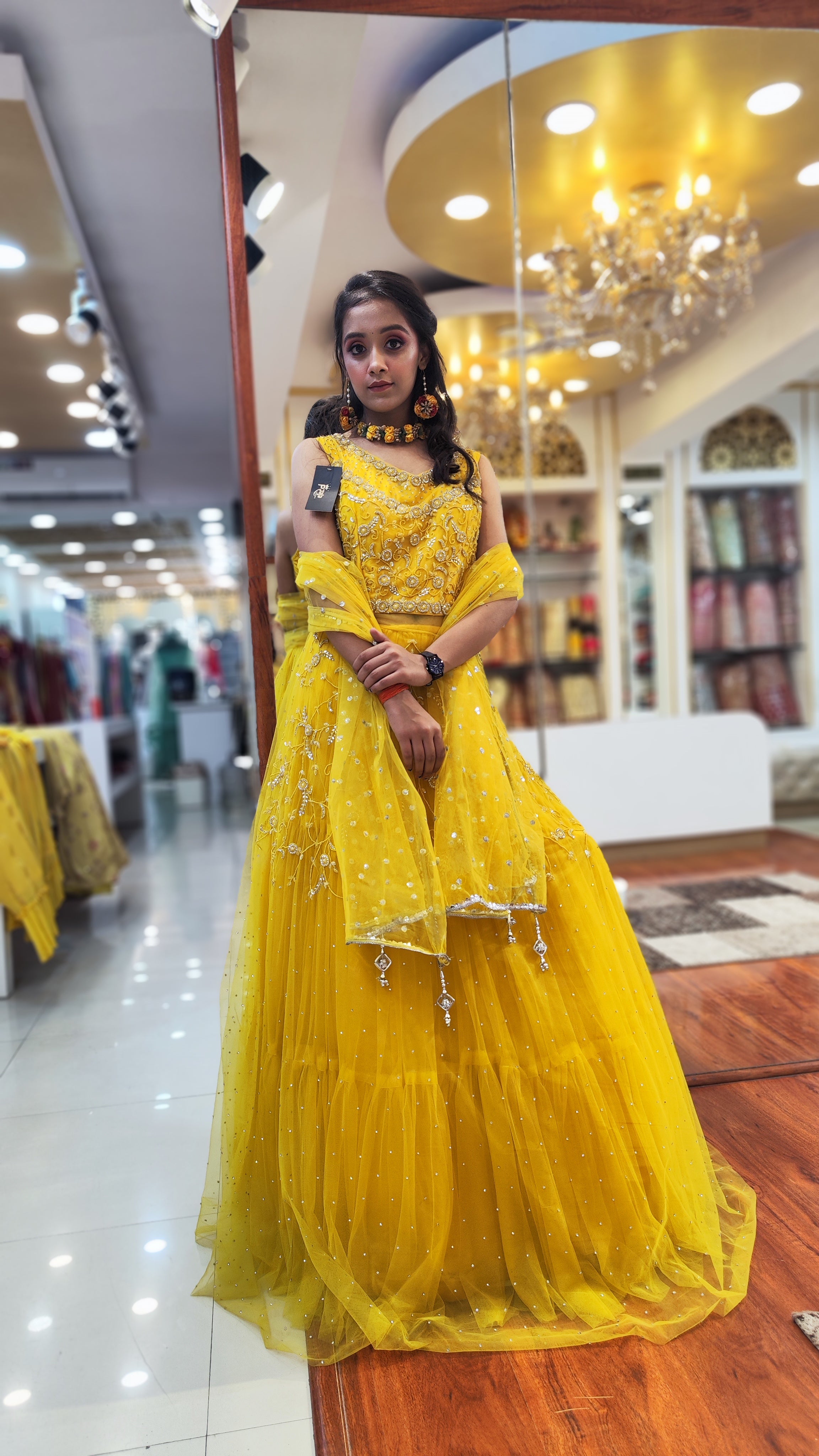 Bright Haldi Yellow Western Gown