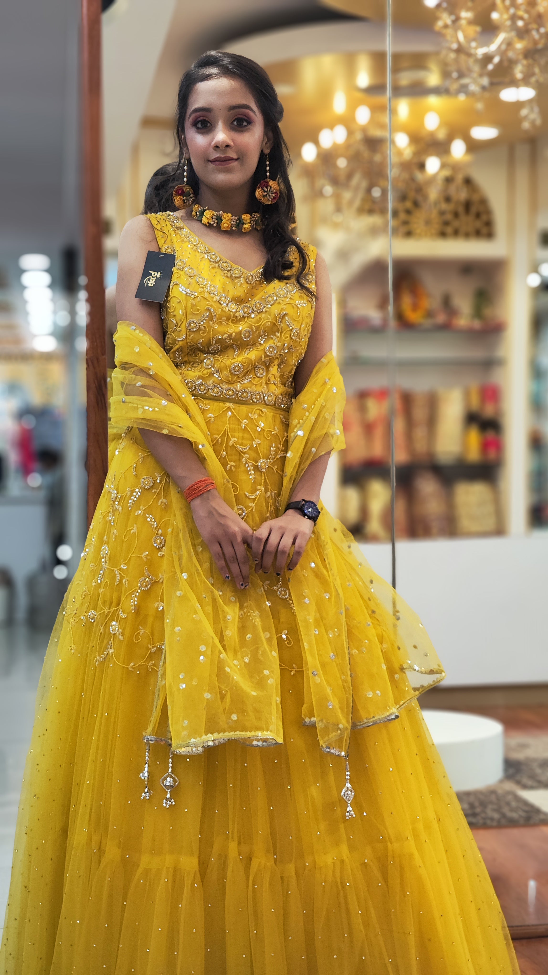 Bright Haldi Yellow Western Gown